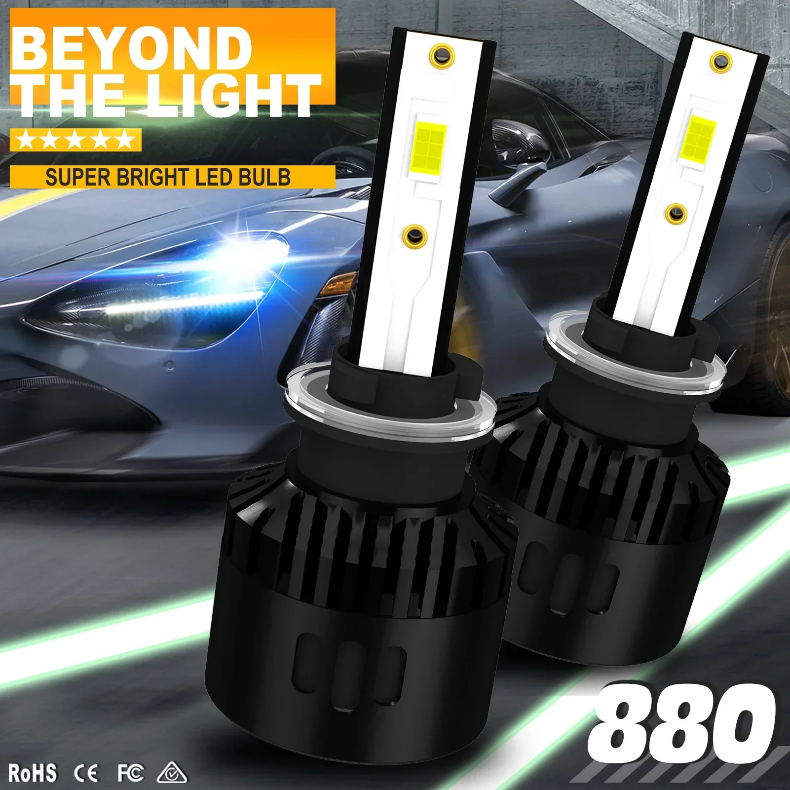 P2 6000K 880 H27 LED Headlight Bulbs 48w H4 H7 H11 H8 H9 H1 880 H27 LED Car Headlights 5202 9007 HB3 9006 COB Bulb Fog Light