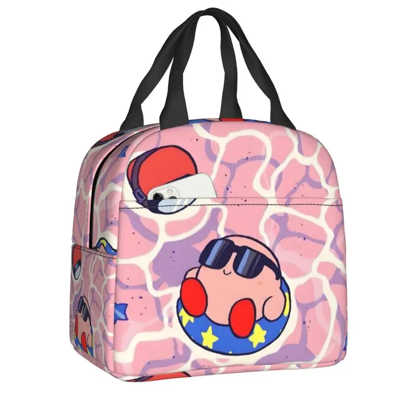 Aangepaste Kirbys Cartoon Game Thermisch geïsoleerde lunchtassen Dames Herbruikbare lunchtas voor buitenpicknickopslag Voedseldoos