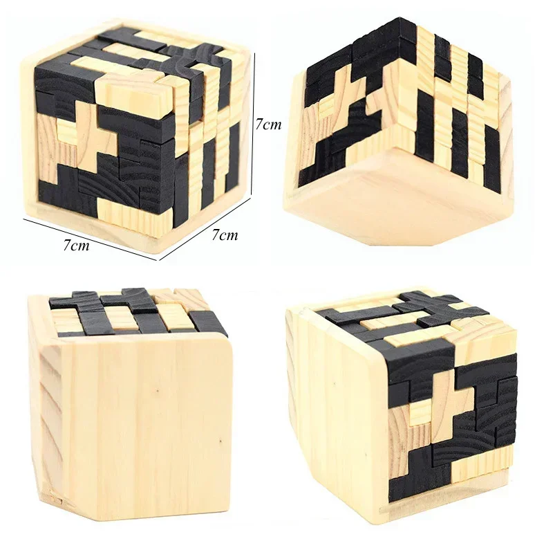 Fidget Toys Creative 3D Wooden Building Blocks Cube Puzzle  for Kids Brain Teaser Children Early Educational Toy Kids Gift