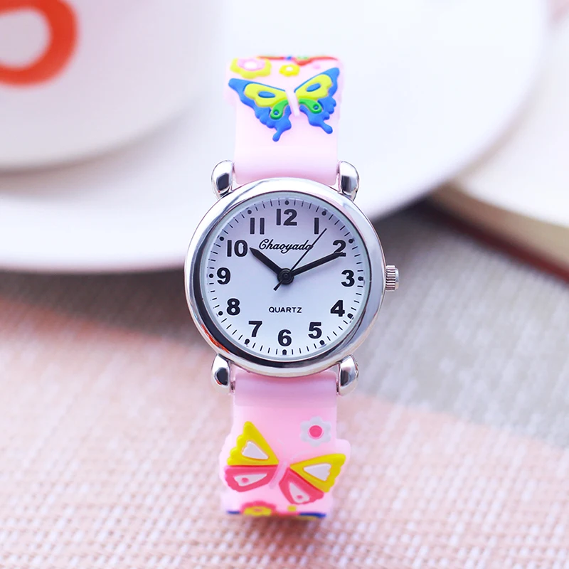 Chaoyada Children Boys Girls Pretty 3D Butterfly Silicone Strap Watches High Quality Waterproof Electronic Watches For Students