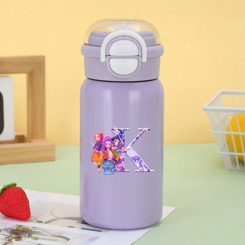 

500ml KPop Demon Hunting Series Water Bottle with Bouncing Lid Portable Stainless Steel Thermal Mug Leakproof Insulated Cup Gift