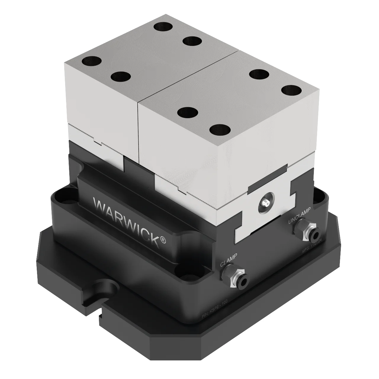 WARWICK KSP-100+YZL-100 Pneumatic Concentric Vise Clamping Force Block Self Cetentering Vise for Cnc Automation with Robot Cobot 4