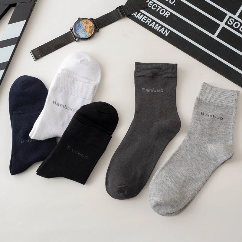 10Pairs Bamboo Fiber Socks Men Casual Business Anti-Bacterial Comfortable Breatheable High Quality Sock Male Plus Size EU38-46