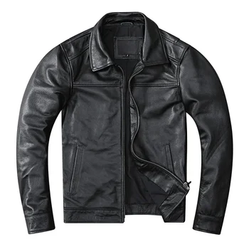 New Casual Real Cowhide Genuine Leather Jacket Men Slim Mens Clothes Spring Autumn Men's Cow Clothing Asian Size 6XL 6