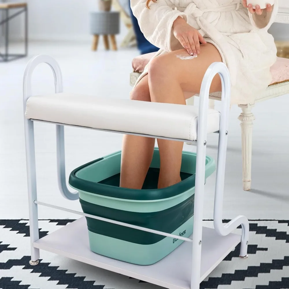 Stable Esthetician Foot Bath SPA Trolley Cart,Pedicure Stool with Foot Rest Stand, Foot Massage Station for Beauty Salon Nail