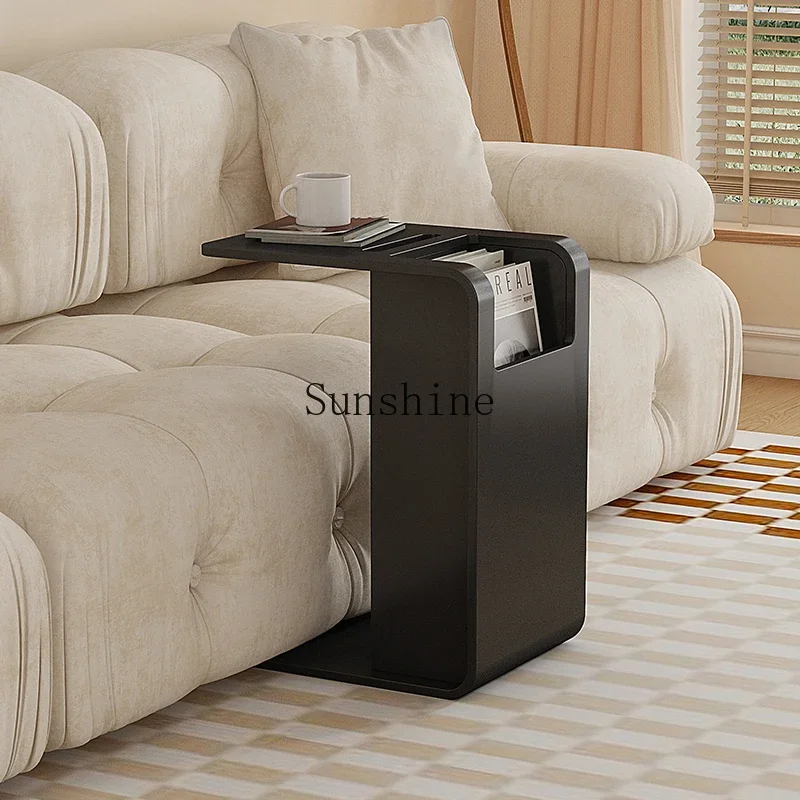 

Creative solid wood C-type sofa simple small apartment side few cabinets small tea table