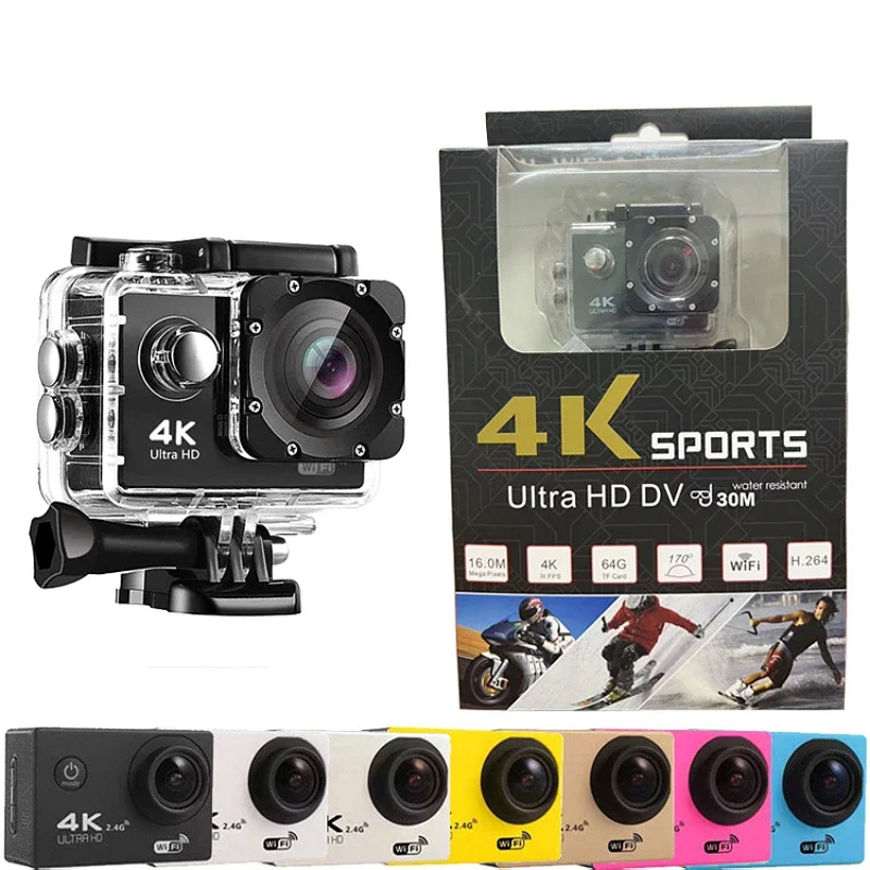 جاهز للشحن 4K 30FPS Ultra HD DV 30m مقاوم للماء 1080P كاميرا رياضية عصر فيديو ca meras رقمي محمول صغير واي فاي الذهاب برو جاء ra