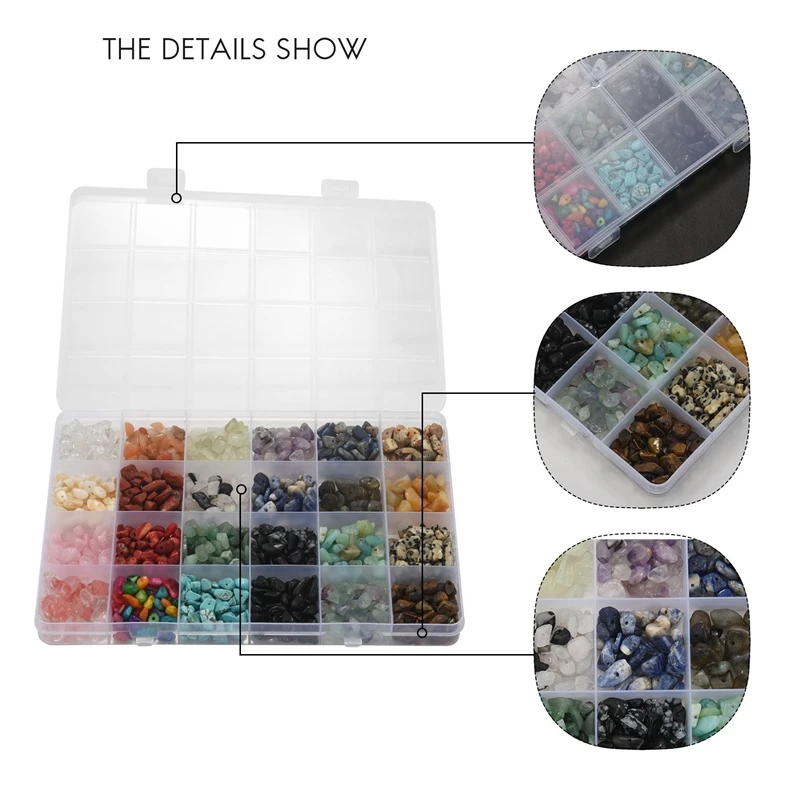 1323Pcs Irregular Gemstone Beads Kit With Spacer Beads Lobster Clasps Elastic Jump Rings For DIY Jewelry Making Supplies