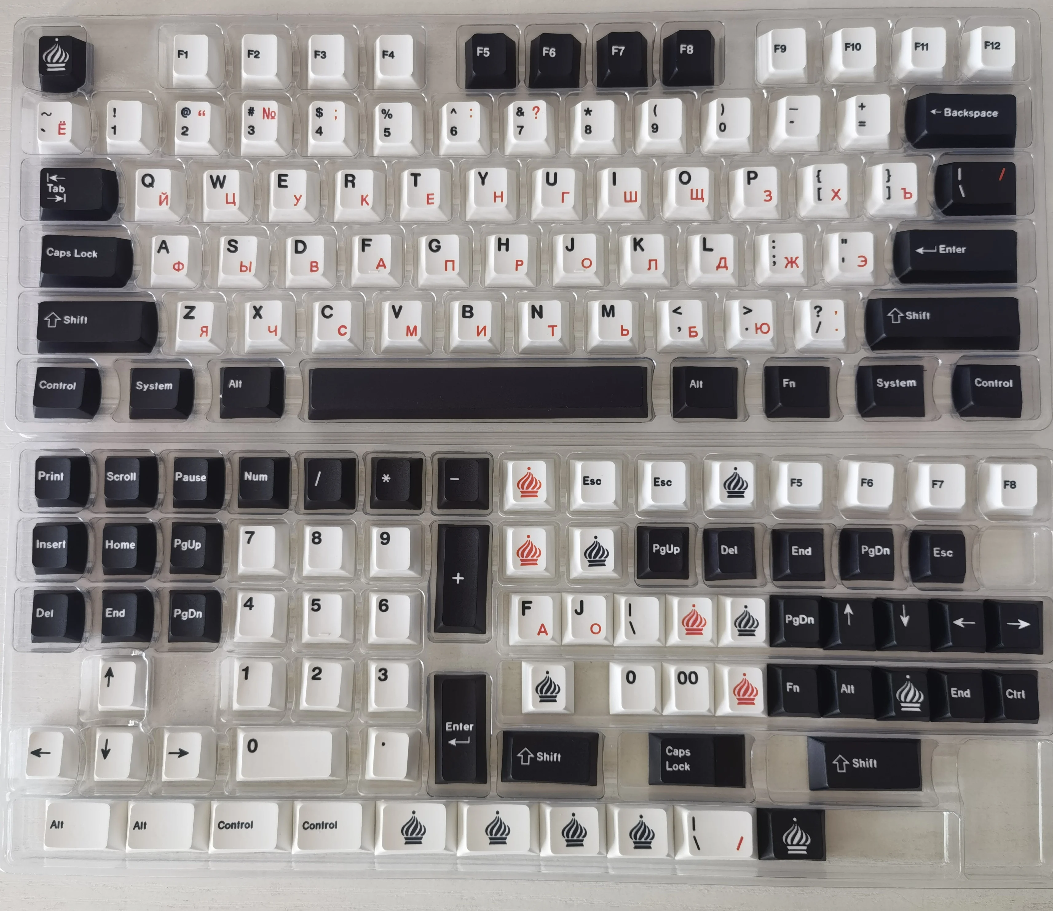 1 Set GMK WOB Red Cyrillic Keycaps PBT Dye Subbed Keycap Black Red