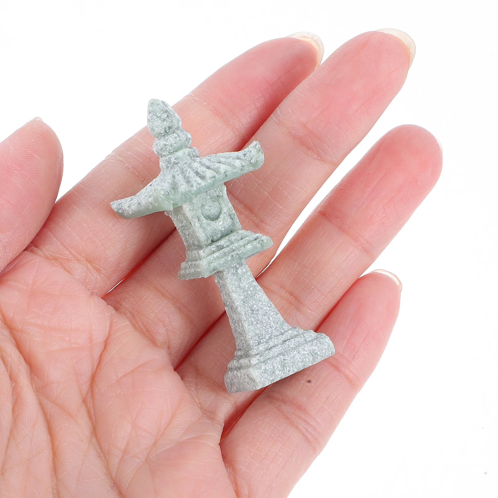 

3 pcs Stone Lanterns Mini Pavilion Statue Grey Green Sandstone Bonsai Figurines Garden Ornaments Outdoor Decor Asian Style Zen