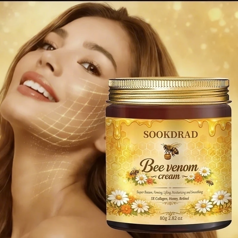 Bee Venom Cream,5X Collagen,Honey,Retinol,Mois&Firm,Smooth,Daily Care,Face/Neck/Body,All Skin,80g/2.82oz,Men&Women