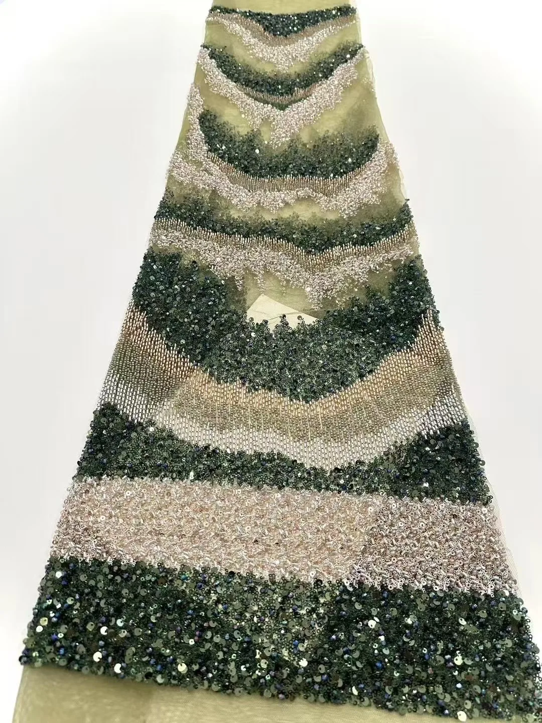 

2025 африканская нигерийская высококачественная вышивка блестками, тюль, кружевная ткань, швейные бусины, камень для выпускных платьев DP0400, 5 ярдов