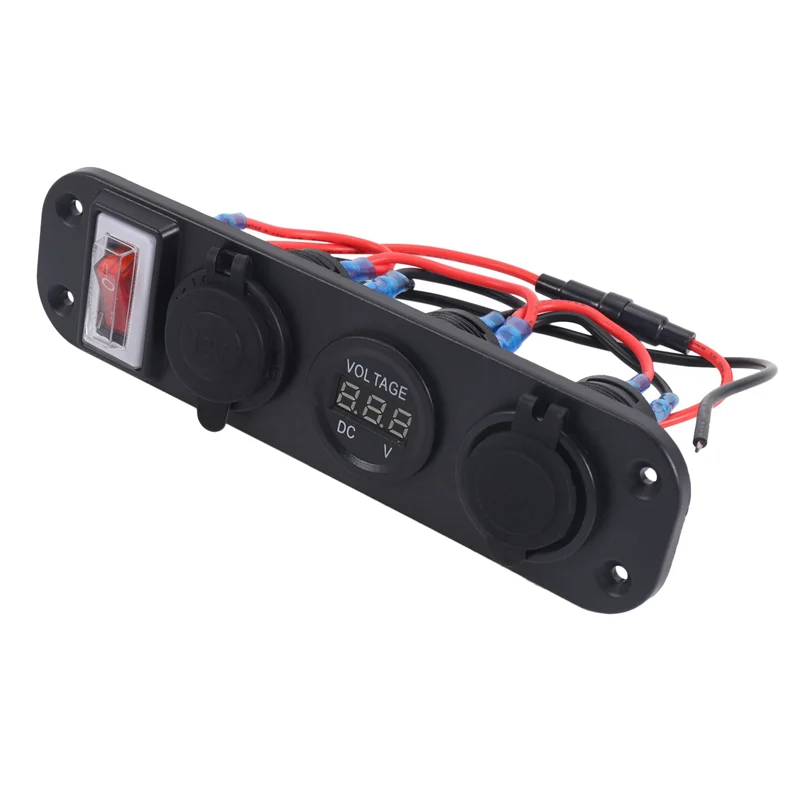 

FULL-4X 4 In 1 Dual QC3.0 Power Charger C-Igarette Lighter Socket Digital Voltmeter With Rocker Switch & Bluetooth Control