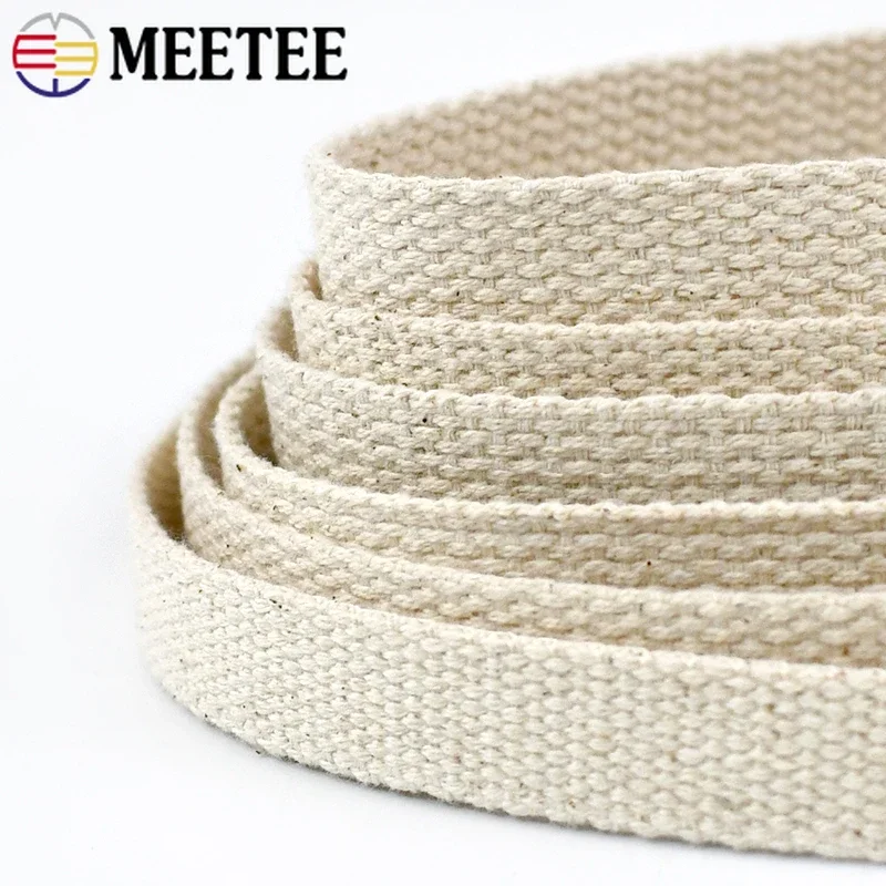 10Meters 15-38mm Beige Canvas Cotton Webbing Ribbon DIY Bags Strap Tape Belt for Clothing Home Decor Sewing Accessories