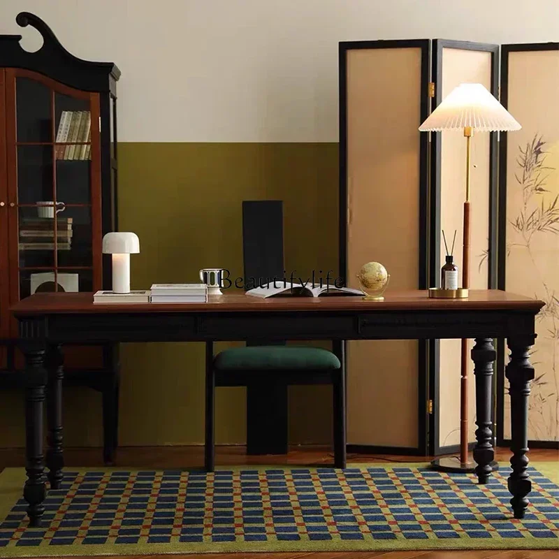 PG45American light luxury solid wood dining table French retro dining table