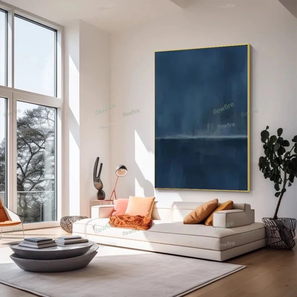 

Home Decor Art Paint 100% Handmade Abstract Oil Painting on Canvas Blue Texture Wall Art Picture Modern Scraper Art Room Mural