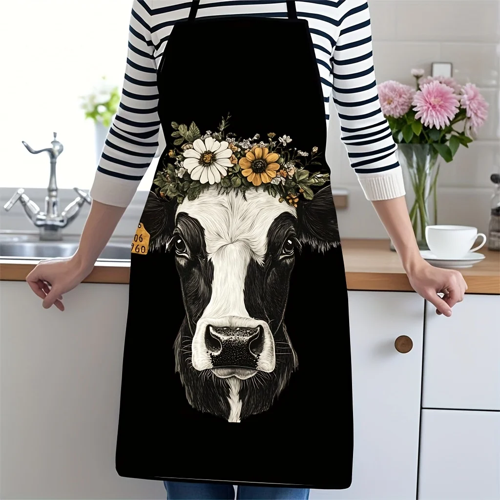 Floral Wreath Dog Portrait Apron Kitchen Cooking Baking Apron Gift for Dog Lovers