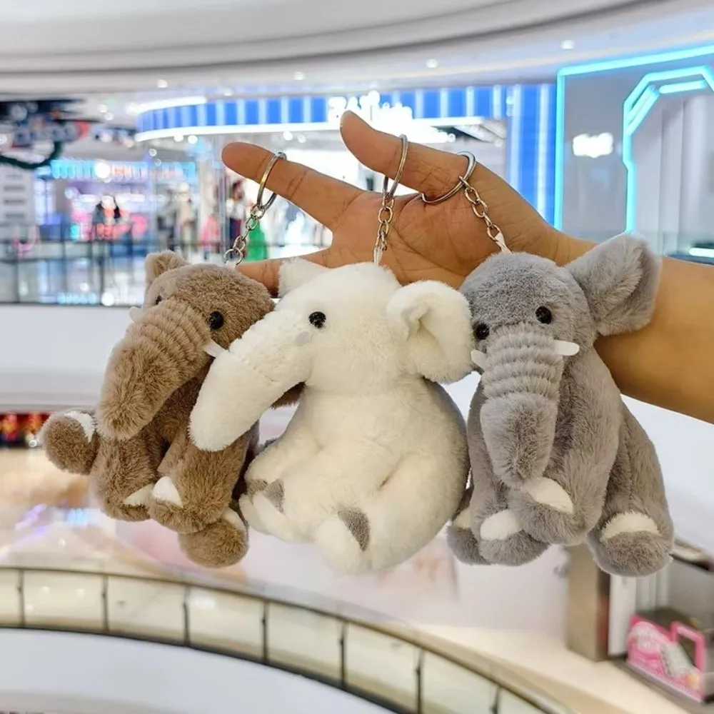 Polyester Elephant Keyring Cute Cartoon Fluffy Stuffed Keychain Multiple Colors Cloth Material Animal Bag Pendant Daily