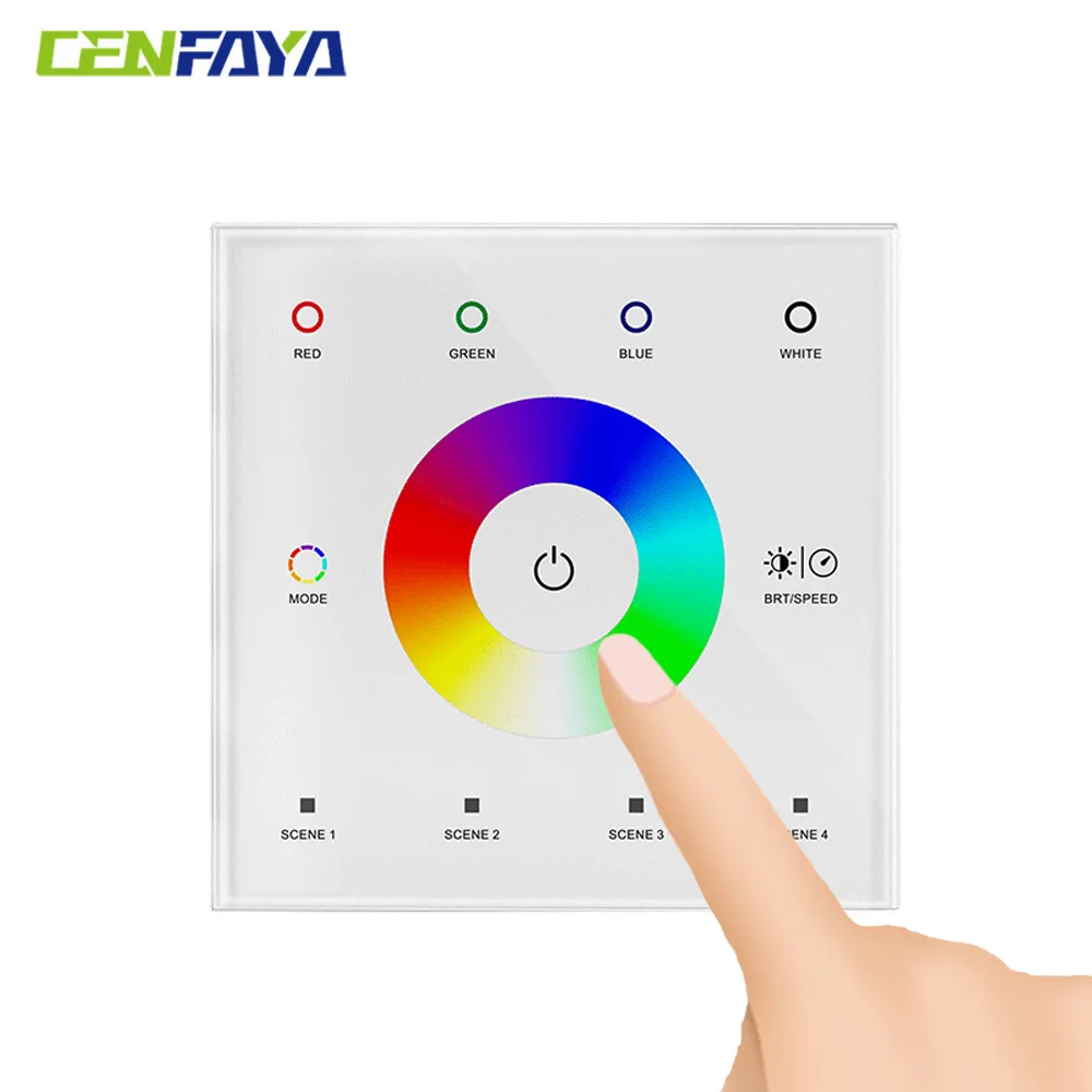 2.4G Glass Touch Panel LED Controller 12V 24V EU Wall Mounted Dimmable for 5050 2835 Single Color CCT WWCW RGB RGBW Strip Light