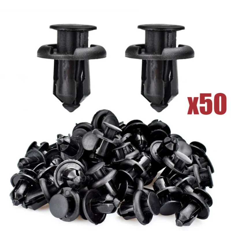 50pcs 10mm Hole Car Nylon Rivet Fastener Bumper Clip Retainer Screw Fender For Honda Civic For Accord Pilot For CR-V For Acura