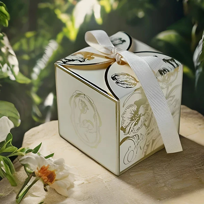 10-400pcs/lot French Sugar Box Light Luxury Golden Candy Champagne Color Wedding Candy Box Wedding Accompanying Paper Gift Box