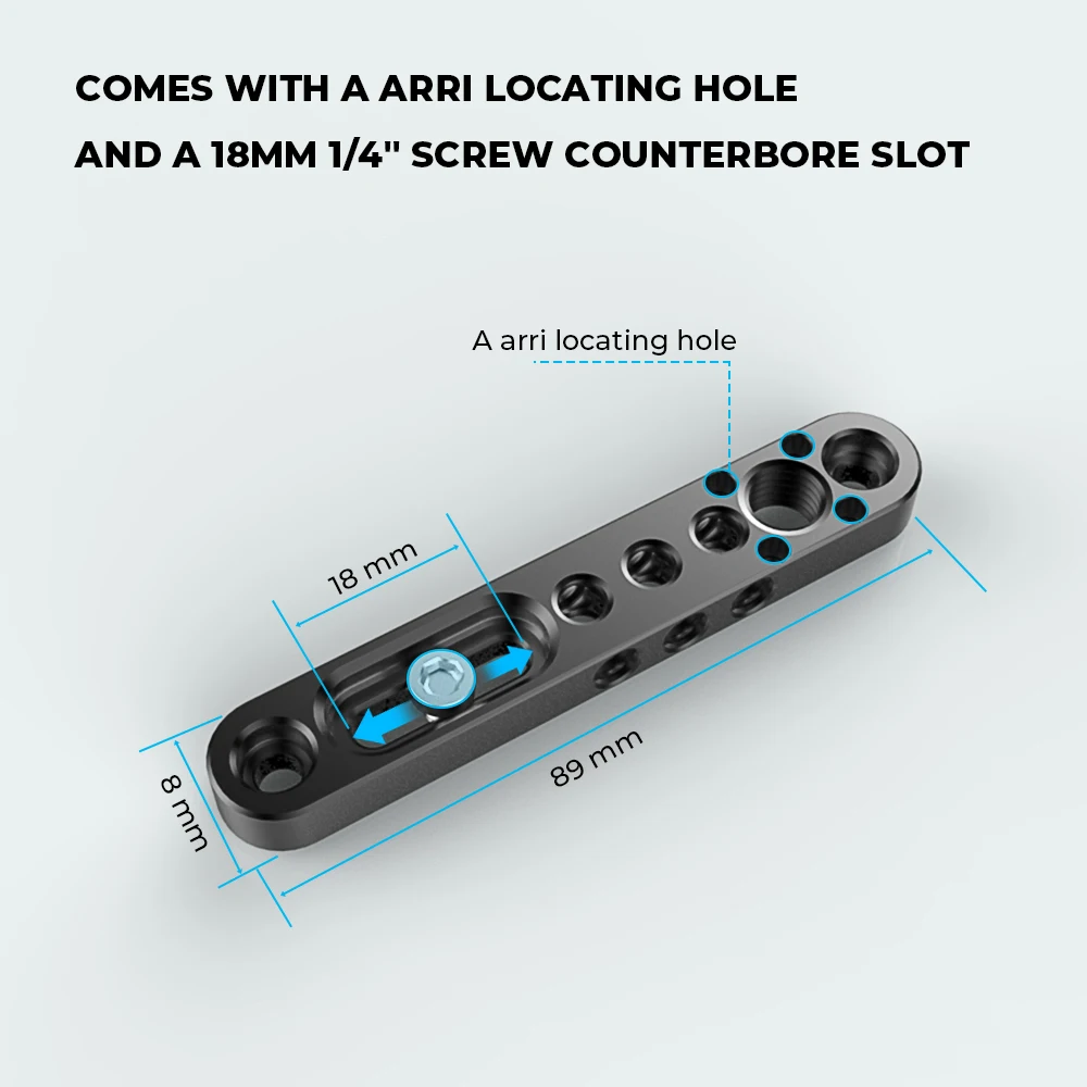 SZRIG barra per formaggi in alluminio lunga 75mm con foro filettato 1/4-20 3/8-16 per accessori per la fotografia dell'impianto di perforazione della gabbia della fotocamera