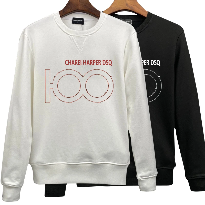 

charei harper dsq ds510 Embroidered letter couple hoodie new autumn and winter round neck long sleeve bottom shirt men's hoodie