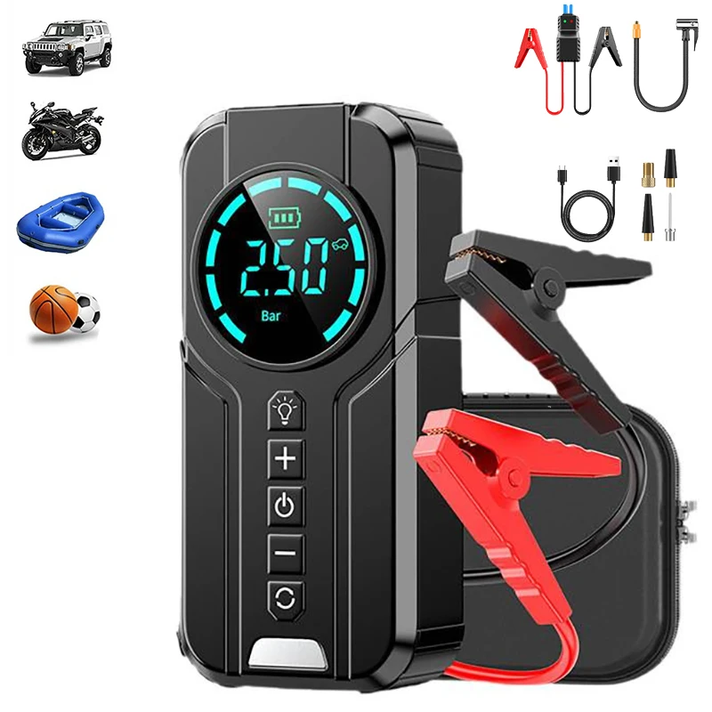 

Car Jump Starter Emergency Power Bank Portable Air Pump Car Battery Emergency Boosters Starting Device Car Starter.