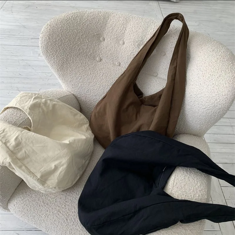 

Fashion Korean Leisure Solid Shoulder Bags Women Commuting Large Capacity Shopper Bag Casual Simple Underarm Bag Vintage Bolsas