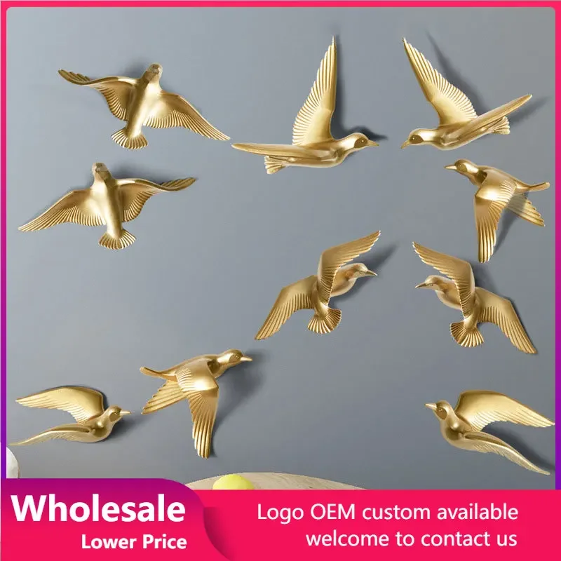 Europe Livingroom TV Background Wall Mural Decoration Crafts Wall Hanging Resin Bird Dove Wall 3D Decoration Sticker