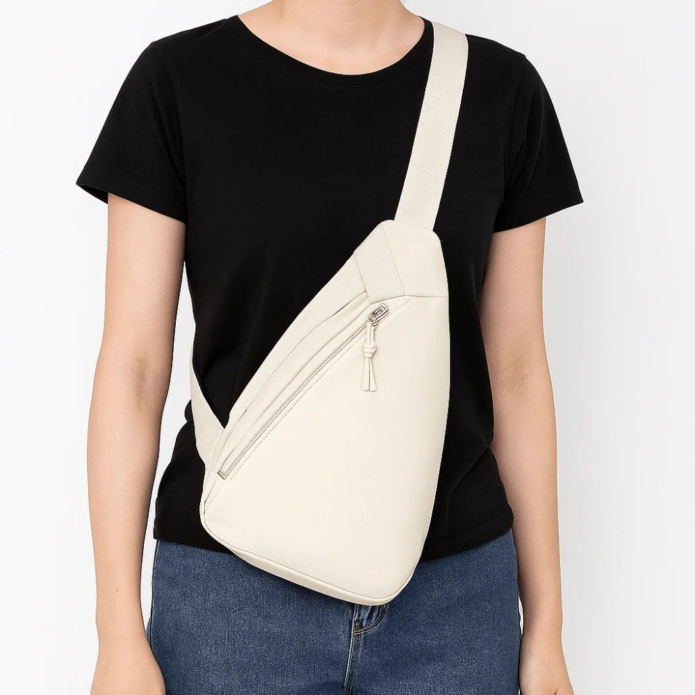 

Droplet Shaped Women Chest Bag Solid color Zipper Sports Shoulder Bag Multifunctional Korean Style Nylon Crossbody Bag Unisex