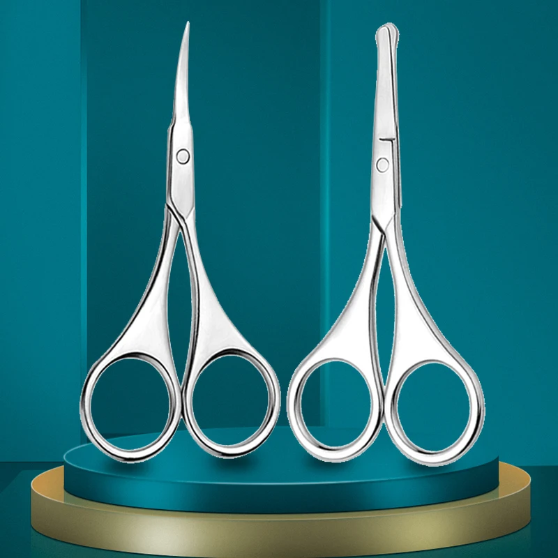 Tesoura aparador de pêlos removedor cabelo facial sobrancelha nariz tesoura arredondada lâmina curvada cutícula tesoura profissional clippers ferramenta