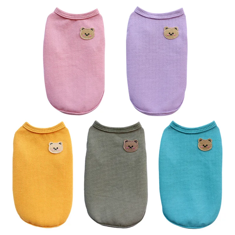Ropa de Verano para Mascotas, Perros y Gatos, Chaleco Transpirable Tipo Waffle, Suave y Ligero, Ideal para Perros Pequeños y Medianos como el Teddy y el Bichón Frisé