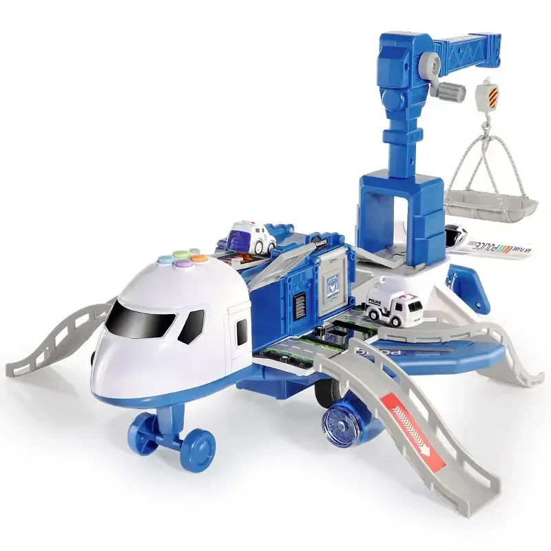 New Kid Educational Toys Transformation Air plane Toy Set Inertial Aircraft Car Vehicles Music Model Children Boy Birthday Gifts
