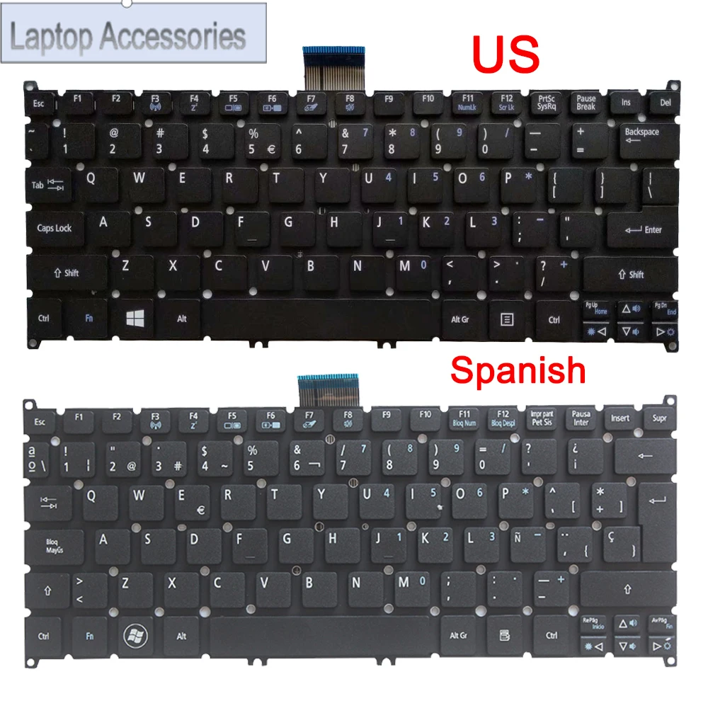 

Испанская клавиатура SP/US для ACER Aspire MS2346 MS2377 Q1VZC Chromebook C7 C710 C710-2847 V5-123 V5-131 V5-121 V5-171 AO756 B113-M