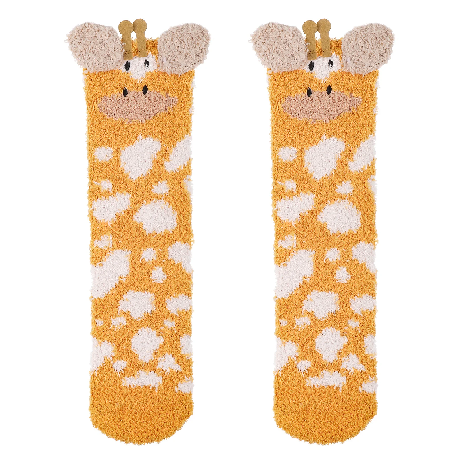 

1Pair Cute Giraffe Patterned Sleeping Socks Thickened Coral Fleece Warm Socks for Toddlers Anti-Slip Indoor Floor Stockings One