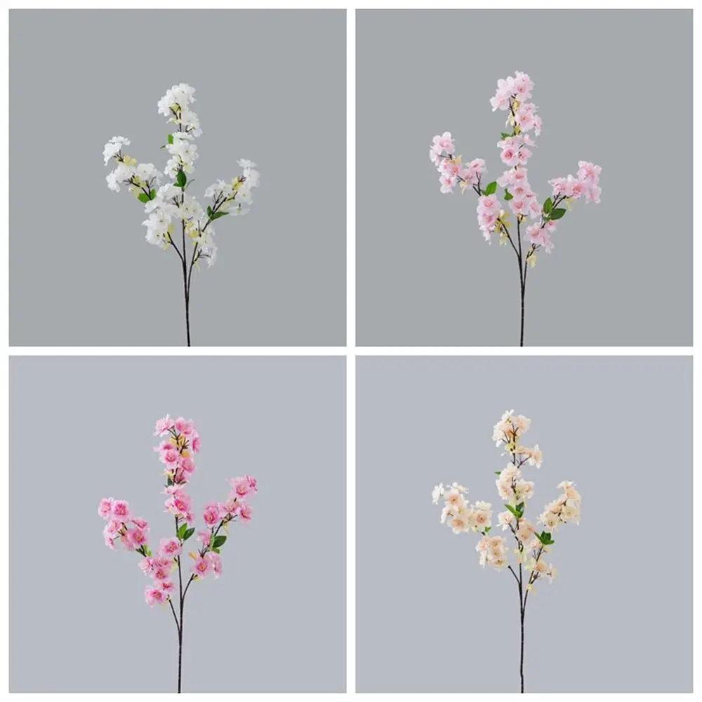 فرع زهر الخوخ الاصطناعي ذو اللمس الحقيقي أنيق من البلاستيك والحرير وزهر الكرز مصنوع يدويًا على شكل زهرة وهمية لسطح المكتب لغرفة المعيشة #5