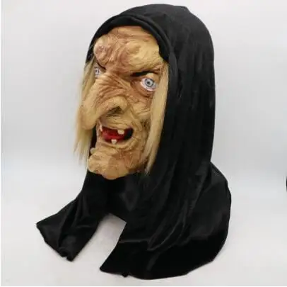 Máscara de bruja vieja para adultos, disfraz de látex espeluznante, vestido de fantasía de Halloween, accesorio de fiesta, accesorios de Cosplay, talla única