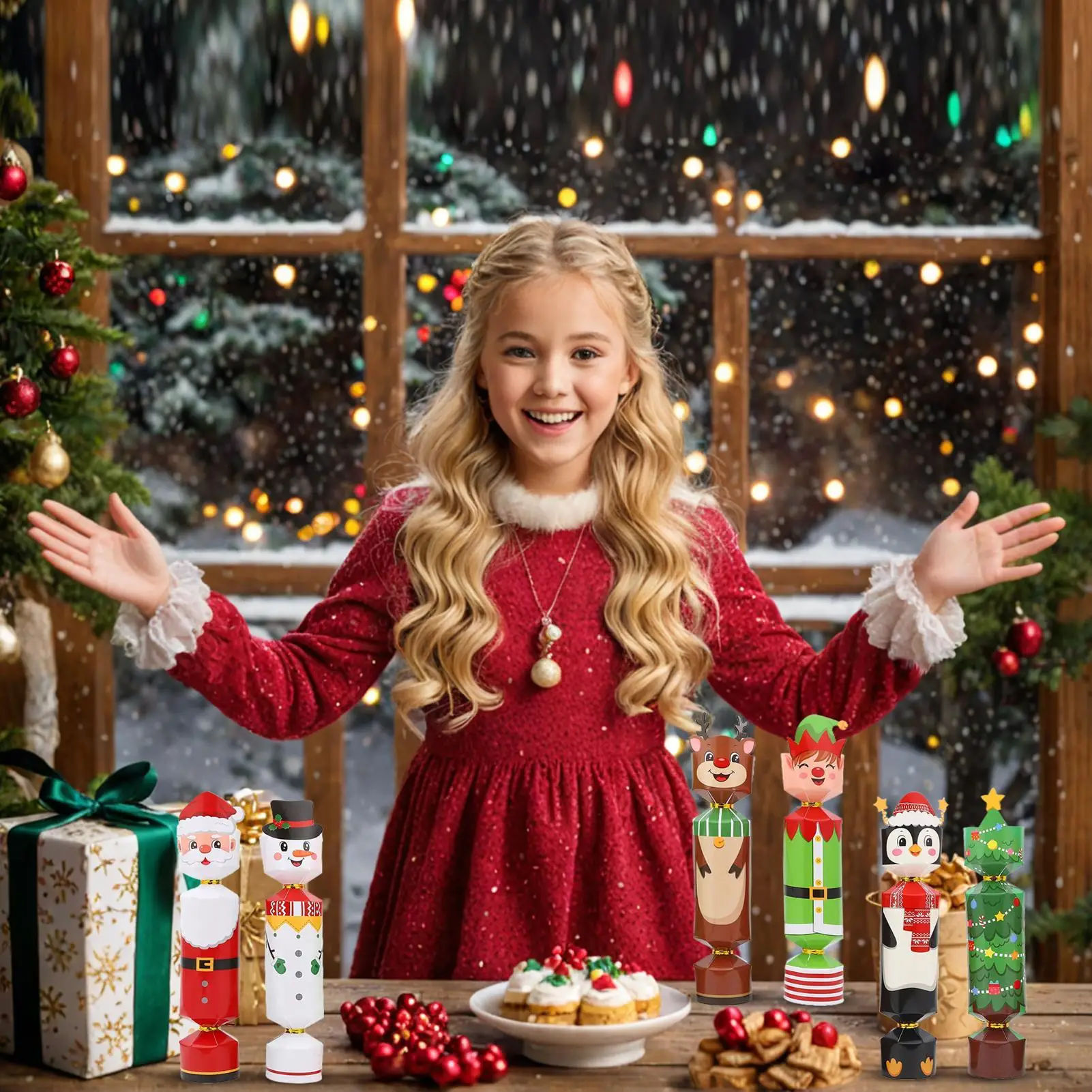 هدايا حفلات طاولة عيد الميلاد 24 قطعة من مقرمشات عيد الميلاد مع جوائز للبالغين، زينة للعطلات للبالغين في العائلة