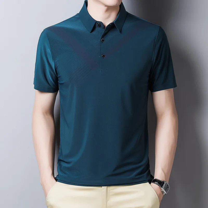 Polo rayé à manches courtes pour hommes, pull décontracté, t-shirts d'affaires intelligents, vêtements de sport d'été, streetwear à la mode, nouveau