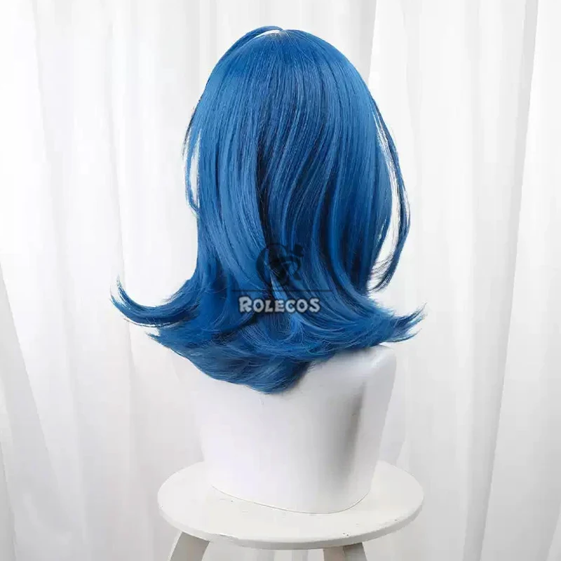 ROLECOS Muito Perder Heróis! Anna Yanami Cosplay Perucas Anna Yanami 40 cm Curto Azul Cos Peruca Resistente ao Calor Cabelo Sintético