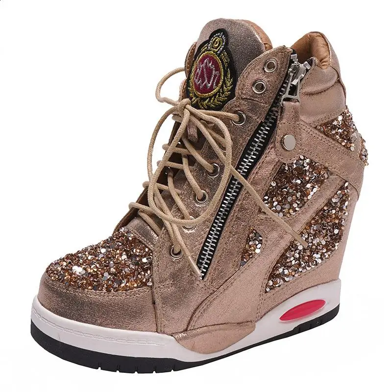 أحذية نسائية منصة Modis أحذية رياضية نسائية غير رسمية زيادة قباقيب الارتفاع 2025 أسافين الموضة الراقية الأساسية الدانتيل متابعة المطاط زيادة #3