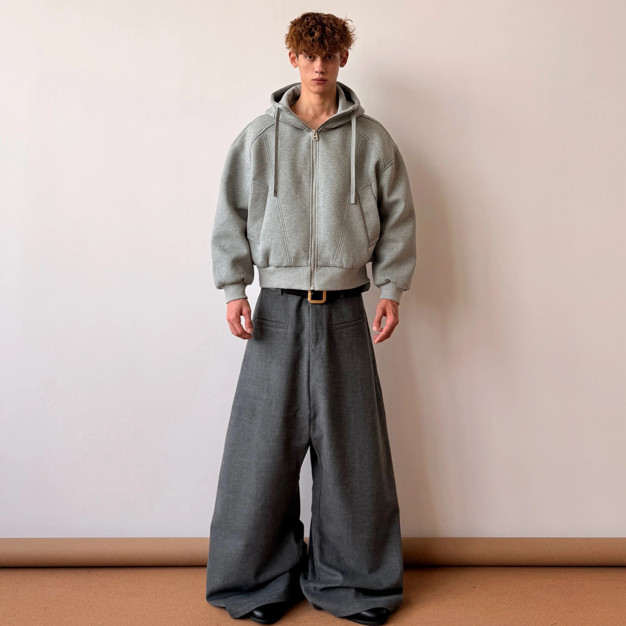 

American Heavyweight Deconstructed 90 White Duck down Hooded Jacket Men's Simple Silhouette Top Coat Trendy Casual Style