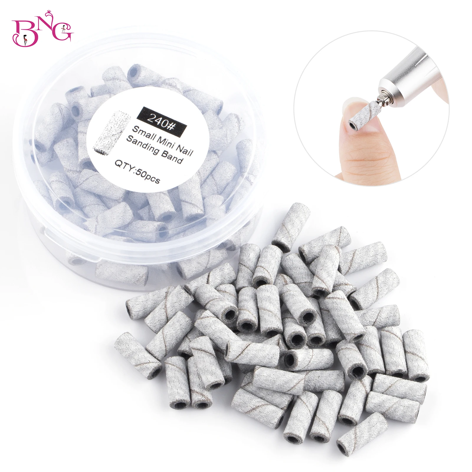 Mini Zebra Nail Lixar Bandas, Mandril Manicure Profissional, Brocas para Unhas Acrílicas, Acessórios, 120 #, 150 #, 240 #, 3mm