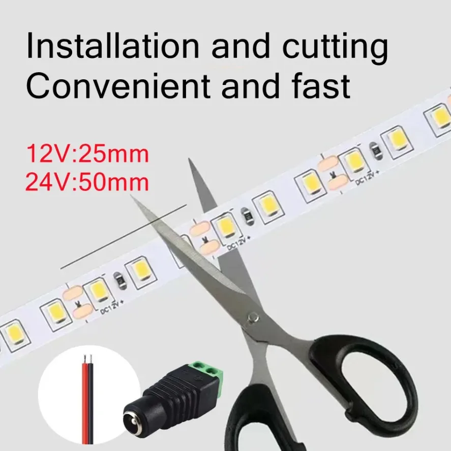 120LEDs/m 2835 LED Strip Home Lamp Strip DC12V 24V Red Ice Blue Green Yellow Pink Flexible And Cuttable Soft Lamp Bar Home Decor image 2