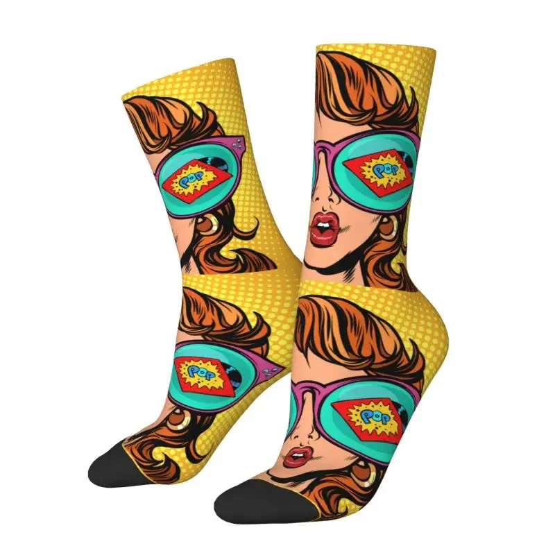 Harajuku Cartoon Sexy Blonde Lady Girl Socks Women Men Warm 3D Print Fashion Woman Pop Art Sports Football Socks