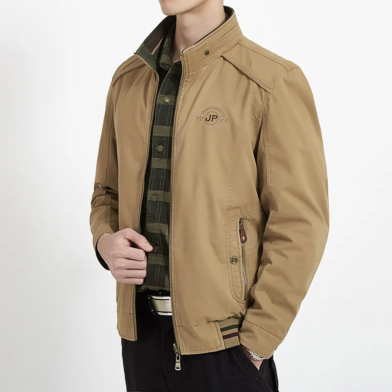 Jackets Brand Men's Double-sided Military Jacket Large Size Spring Autumn Cotton Business Casual Multi-pocket Designer Clothing