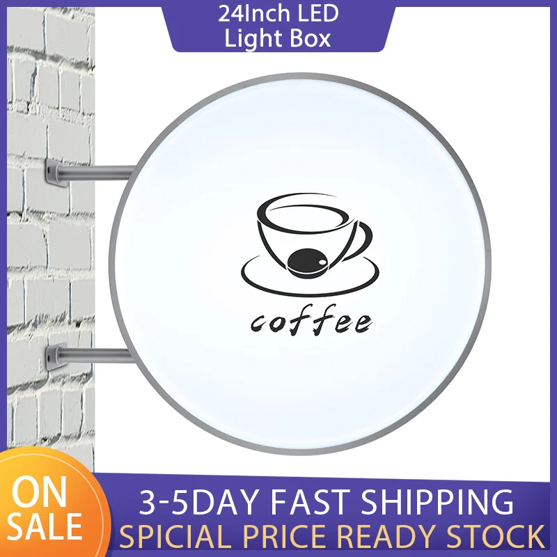 

24Inch LED Double Sided Round Light Box Waterproof Projecting Sign Advertising Light Box