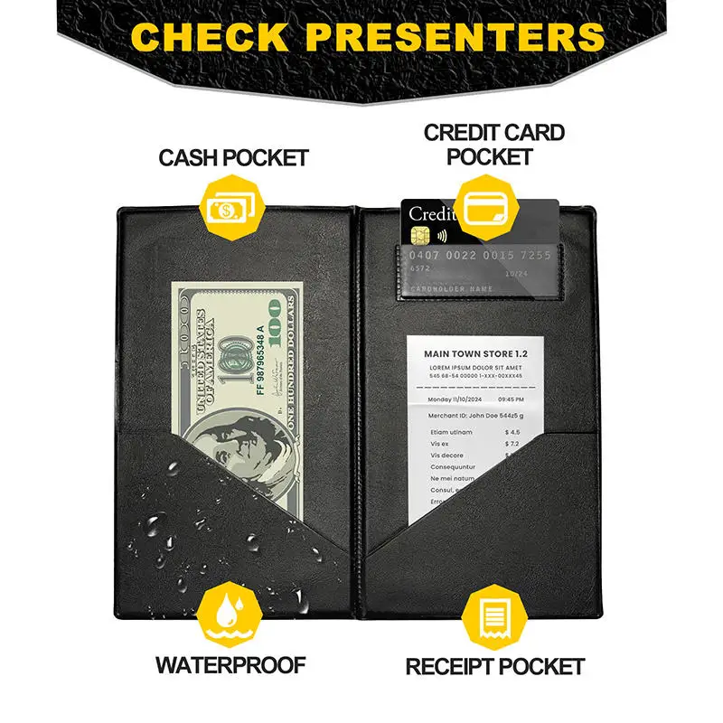 Carpeta porta billetes de comida, tarjetero para comprobar invitados, regalos de verificación para restaurante, carpeta de menú para servidor de facturas de invitados, organizador de cheques