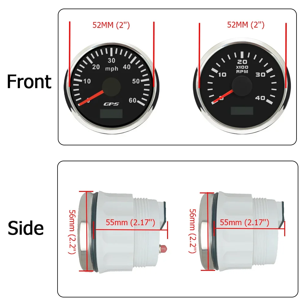 

ELING Waterproof 52mm GPS Speedometer 0-30MPH 0-60mph 120MPH + 3000RPM 0-7000RPM Tachometer with Backlight for Motorcycle Ships